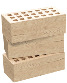 Кирпич лицевой пустотелый утолщенный «Кора дуба» 1,4НФ слоновая кость